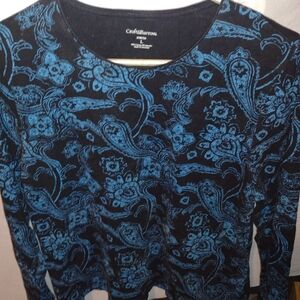Croft & Barrow Black and Blue Long Sleeve Top